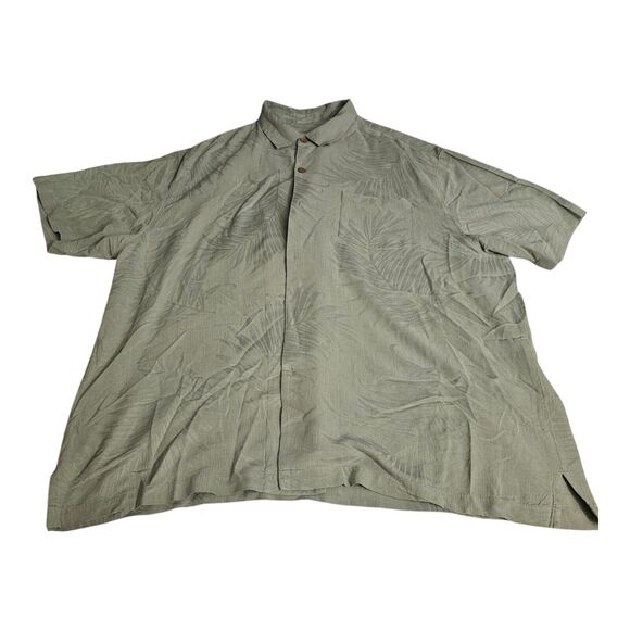 Tommy Bahama Mens Green Leaf Print Silk Button Up Hawaiian Shirt Size XXL - Picture 1 of 3
